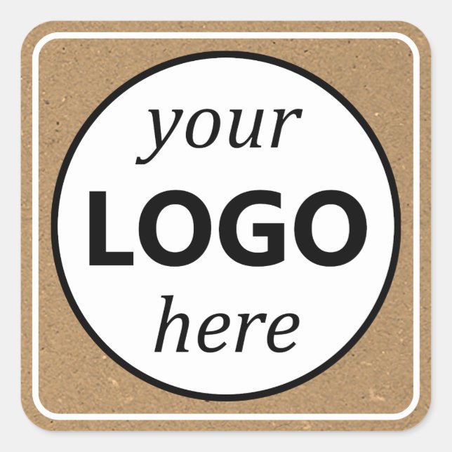 Papier Kraft Brown votre logo ici Sticker Carré (Devant)