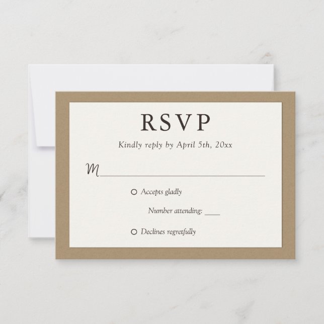 Papier Kraft Cartes RSVP de mariage rustique (Devant)