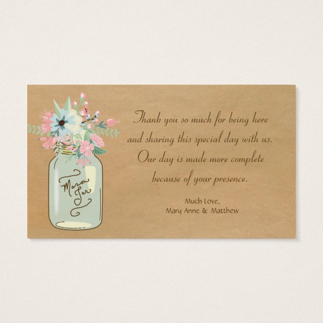 Papier Kraft Look Rustique Mason Jar Floral modern (Dos)