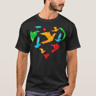 Papier Krane Heart Paper Klappen japanischen Künst T-Shirt