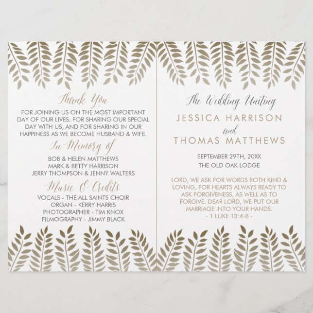 Papier La collection de Mariages Monochrome Fern Woodland (Devant)
