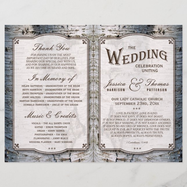 Papier La collection de Mariages Rustic Silver Birch Tree (Devant)
