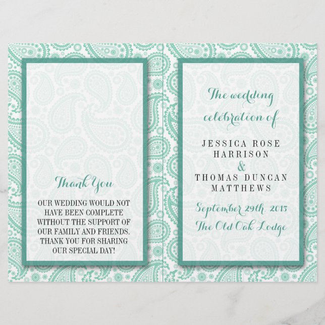 Papier La collection Mariage moderne Paisley - Vert (Devant)