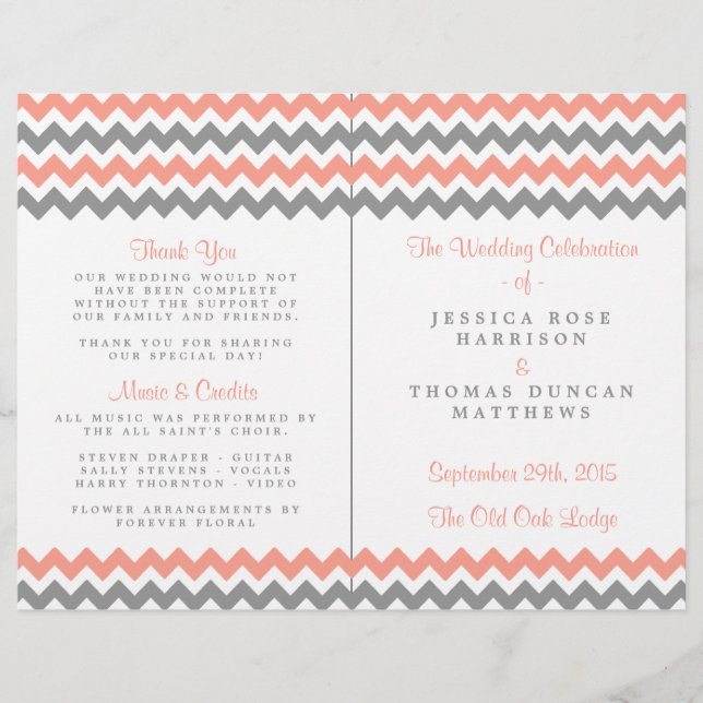 Papier La collection moderne de Mariages Chevron - rose e (Devant)