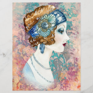 Papier La femme vintage des années 1920 sur le vieux papi
