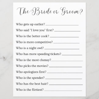 Papier la mariée ou le marié ? douche nuptiale ou jeu mar