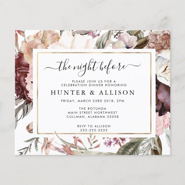 Papier La nuit précédente | Invitation (Devant)