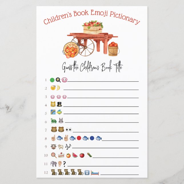 Papier La pomme de notre jeu de Baby shower Emoji OEil (Devant)
