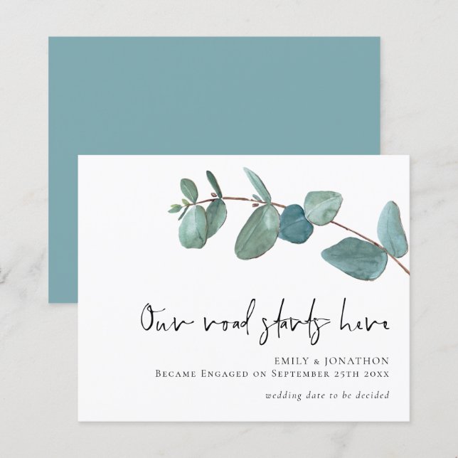 Papier La route budgétaire commence ici Eucalyptus Fiança (Devant / Derrière)