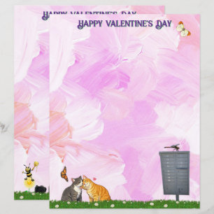 Papier La Saint-Valentin - Chat, Papillon, Libellule