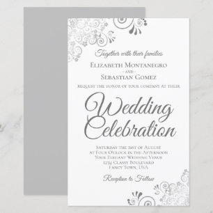 Papier Lacy Silver & White BUDGET Mariage Inviter Grand