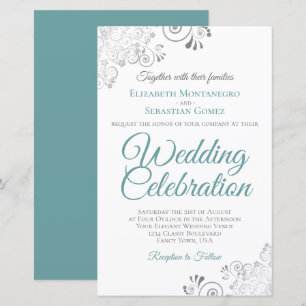 Papier Lacy Turquoise & Blanc BUDGET Mariage Inviter Gran
