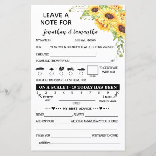 Papier Laisser une note pour les tournesols bilingues nou