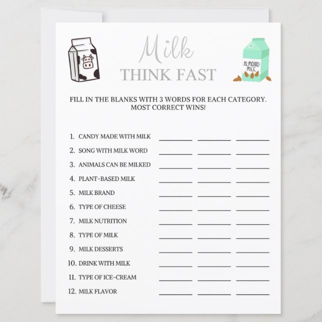 Papier Lait Think Fast Jeu (Devant)