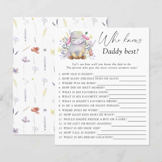 Papier Lamb - Qui connaît papa meilleur jeu (Devant / Derrière)