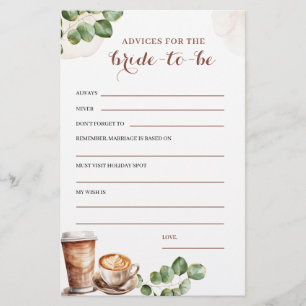 Papier L'amour du café est de brasser des conseils mariée