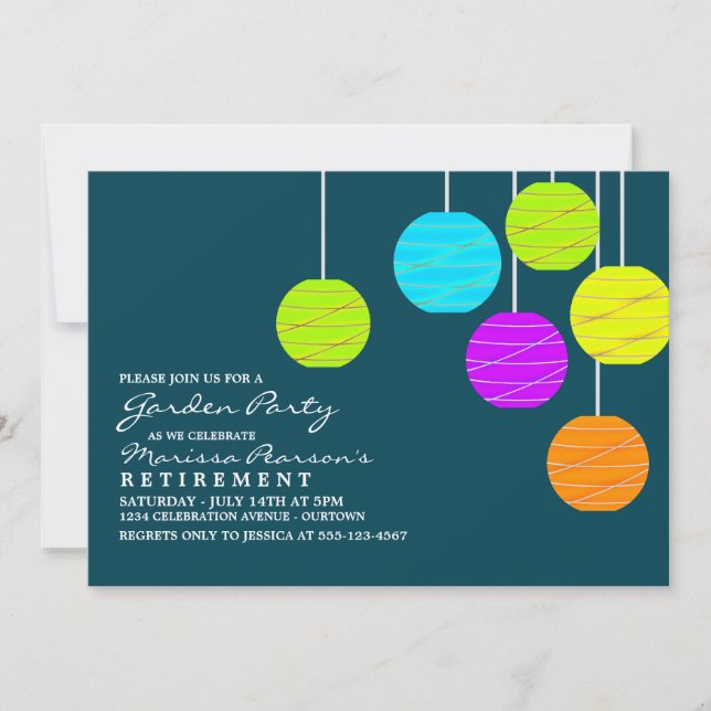 Papier lanternes Invitations de la fête du jardin (Devant)