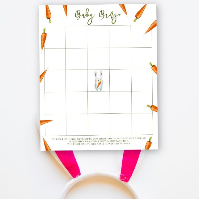 Papier Lapin avec carottes - Baby shower jeu de bingo (Créateur téléchargé)