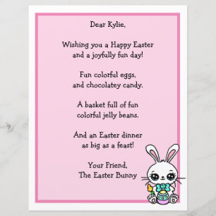 Papier Lapin de Pâques et poème Jeu aux lettres de l'enfa