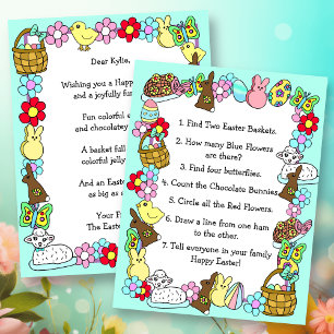 Papier Lapin de Pâques et poème Jeu aux lettres de l'enfa