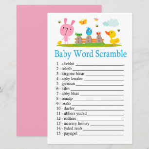 Papier Lapin rose amusant Baby mot scramble jeu