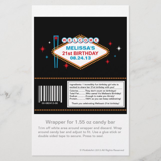 Papier Las Vegas 21e anniversaire Candy Wrapper (Devant)