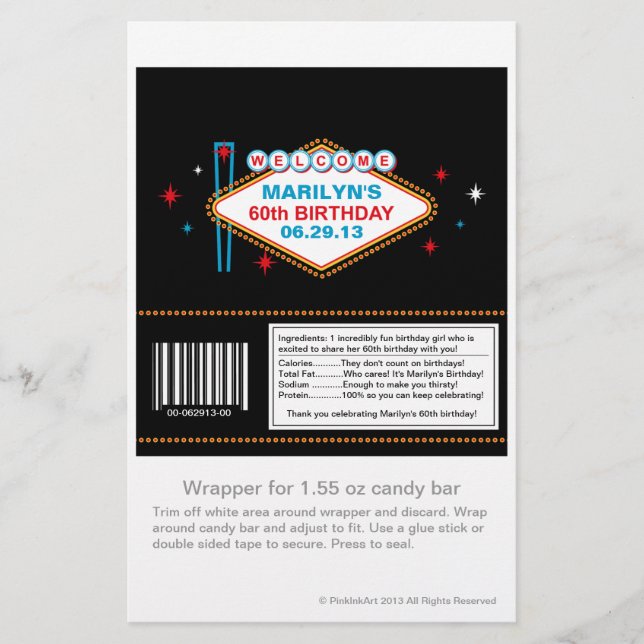 Papier Las Vegas 60e anniversaire Candy Wrapper (Devant)