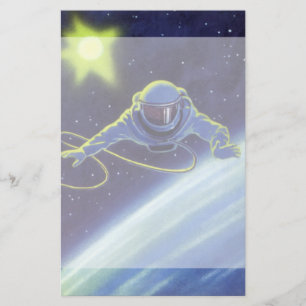 Papier L'astronaute de science-fiction vintage sur une ma