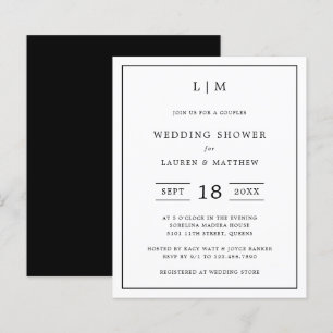 Papier Lauren Black White Wedding shower Budget Invitatio