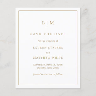 Papier Lauren Gold Elegant Budget Mariage Enregistrer la 