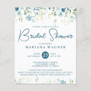 Papier Lavage de mariage turquoise beige fleurs sauvages 