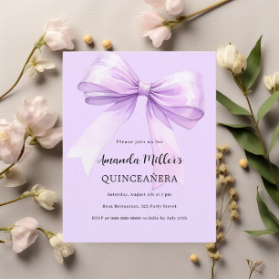 Papier Lavande élégante Quinceanera invitation