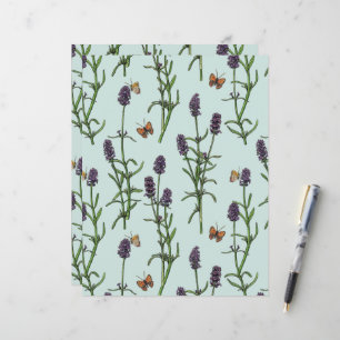Papier Lavande et papillons sur verre de mer