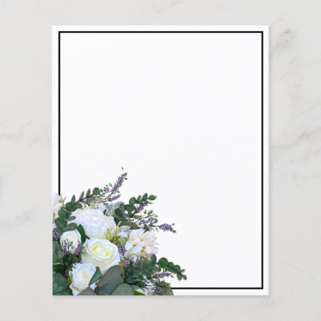 Papier Lavande Eucalyptus blanc roses verdure (Devant)