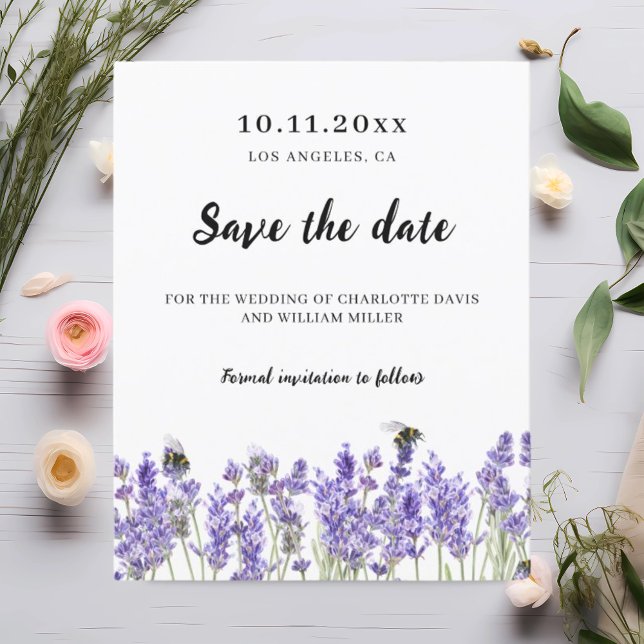 Papier Lavande florales violet mariage enregistrer la car (Créateur téléchargé)