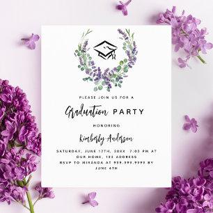 Papier Lavande violet fleurie invitation de la Partie de 