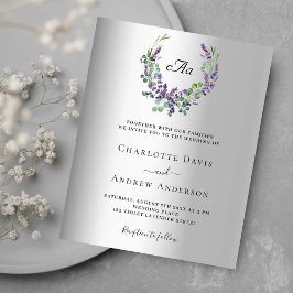Papier Lavender argent monogramme mariage invitation budg