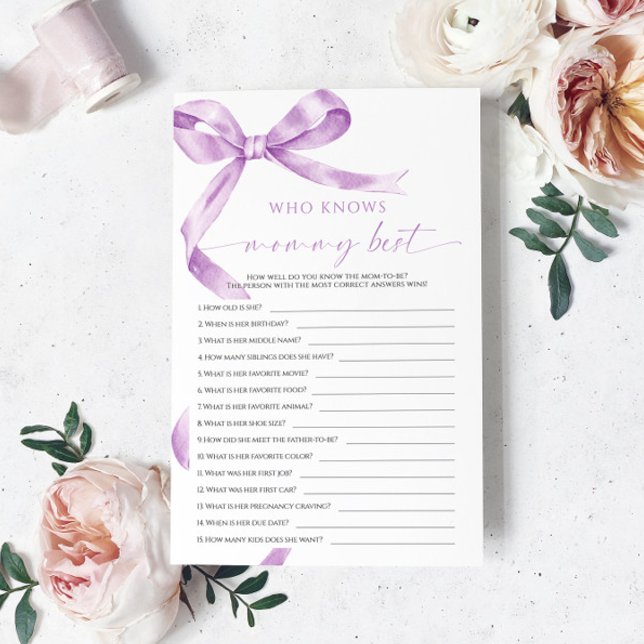 Papier Lavender Bow Qui Connaît Mommy Meilleur Jeu (Créateur téléchargé)