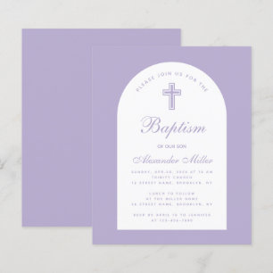 Papier Lavender Budget Arch Purple Boy Baptême Invitation