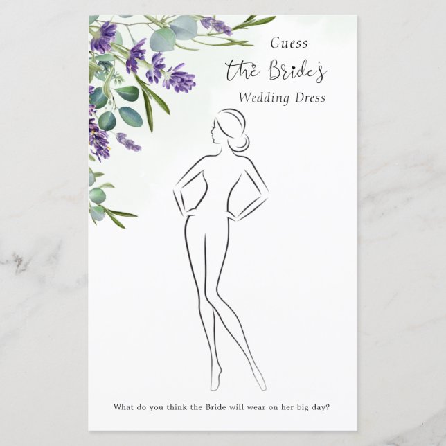 Papier Lavender Eucalyptus Guess Fête des mariées jeu (Devant)