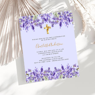 Papier Lavender fleurs budget Confirmation invitation