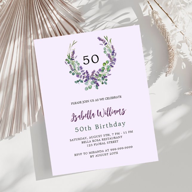 Papier Lavender florales lilas budget invitation d'annive (Créateur téléchargé)