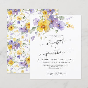 Papier Lavender Jaune Purple Faire-part de mariage Budget