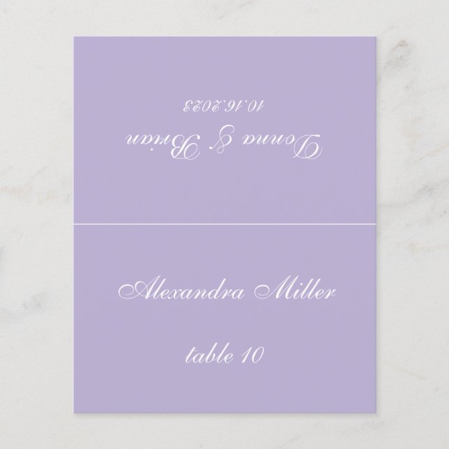 Papier Lavender Mariage Place Card - Nom d'invité imprimé (Devant)