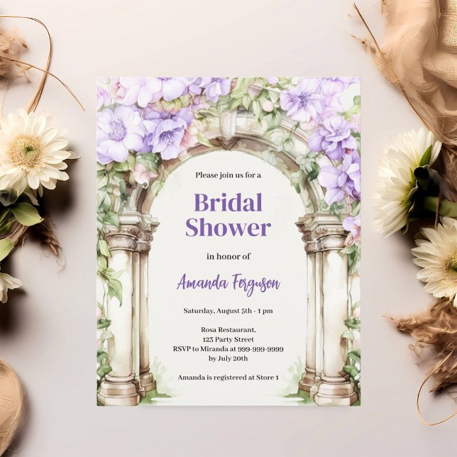 Papier Lavender rose arc floral nuptiale invitation Douch (Créateur téléchargé)