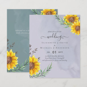 Papier Lavender Sage Tournesols Russe Boho Mariage