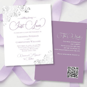 Papier Lavender Silver QR Code BUDGET Mariage Invitation