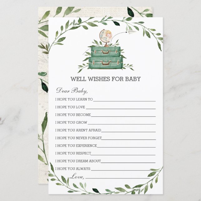 Papier L'aventure commence bagage de verdure des souhaits (Devant / Derrière)