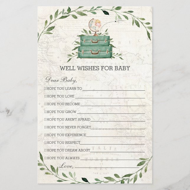 Papier L'aventure commence bagage de verdure des souhaits (Devant)