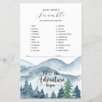 L'aventure commence Forêt Baby shower Jeu